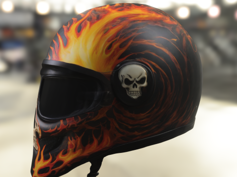 Flaming Skull Helmet Model 3D
