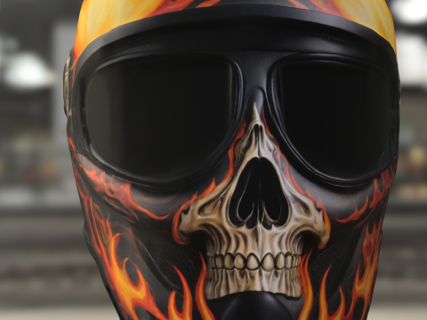 Flaming Skull Helmet Model 3D
