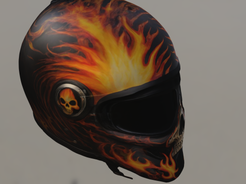 Flaming Skull Helmet Model 3D