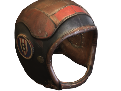 Vintage Leather Pilot Helmet 3D Model