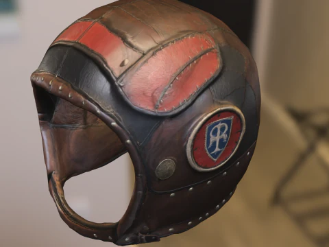 Vintage Leather Pilot Helmet 3D Model