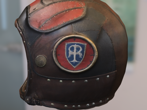 Vintage Leather Pilot Helmet Model 3D
