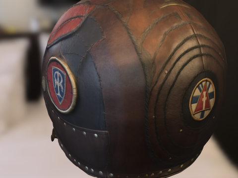 Vintage Leather Pilot Helmet Model 3D