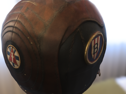 Vintage Leather Pilot Helmet Model 3D