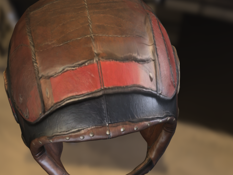 Vintage Leather Pilot Helmet Model 3D