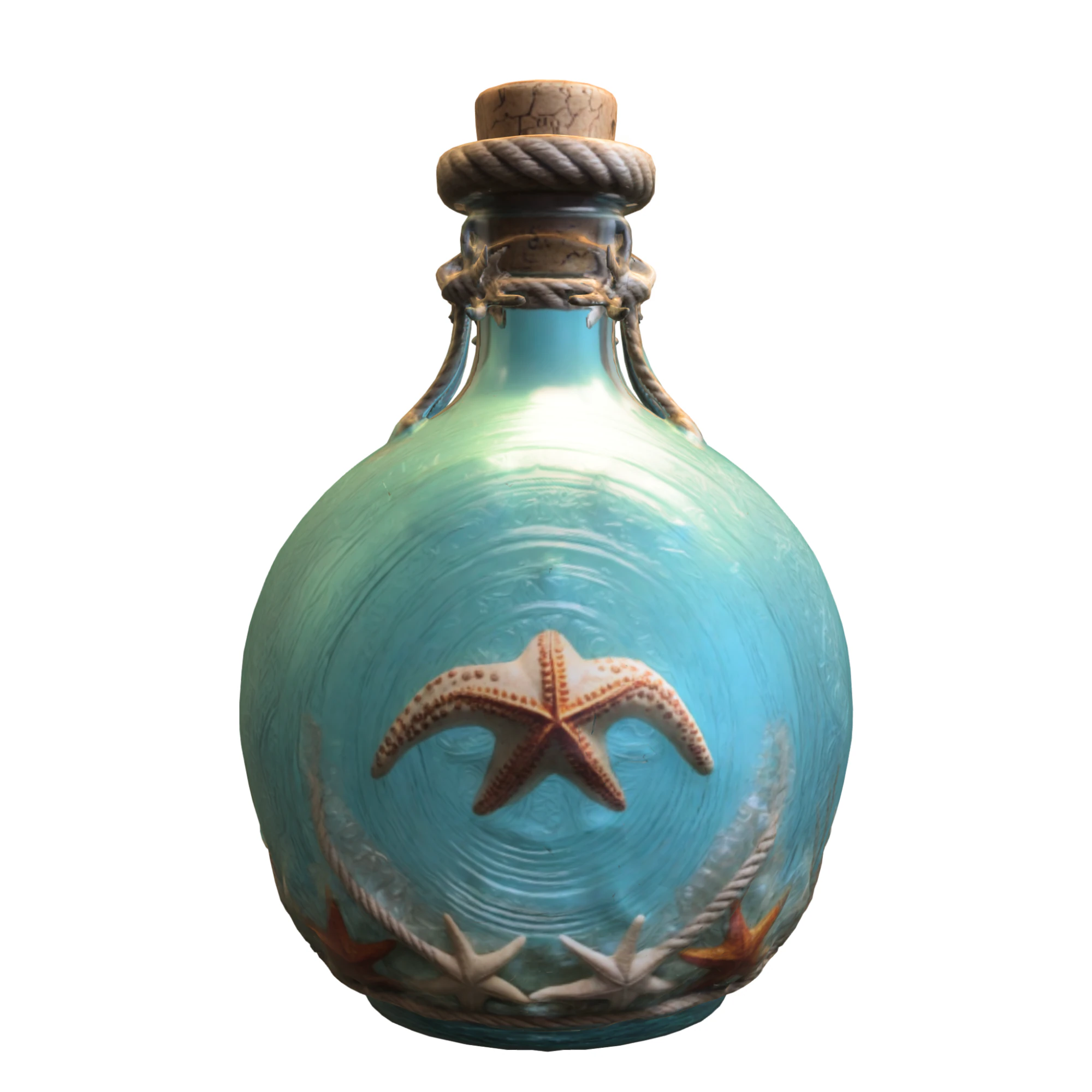 Decorative Starfish Potion Bottle 3D Model .c4d .max .obj .3ds .fbx .stl .blend