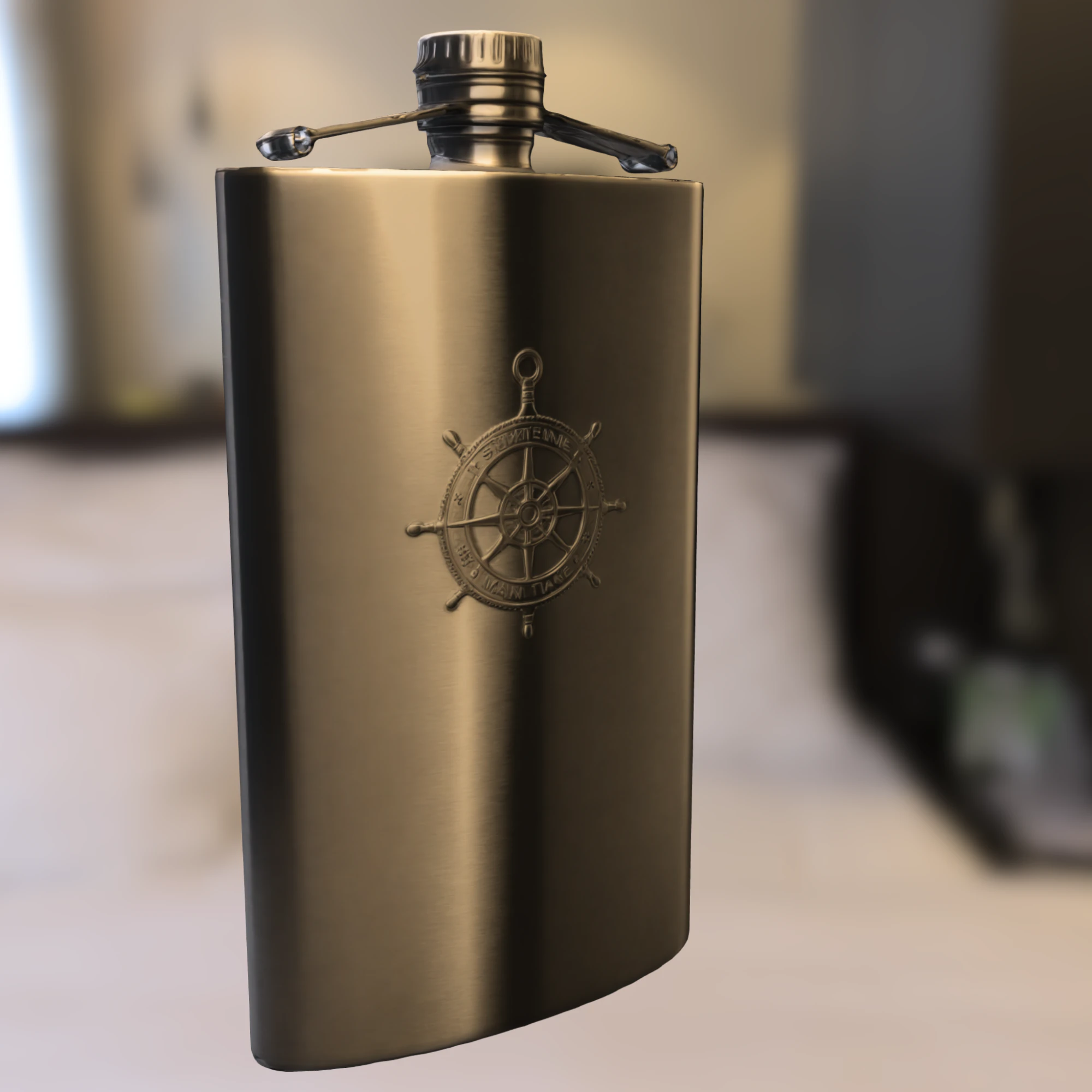 Nautical Hip Flask 3D Model .c4d .max .obj .3ds .fbx .stl .blend