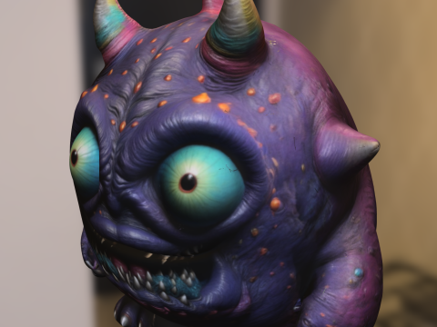 Cartoon Monster with Spikes 3D Modell