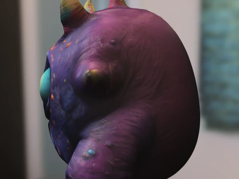 Cartoon Monster with Spikes 3D Model
