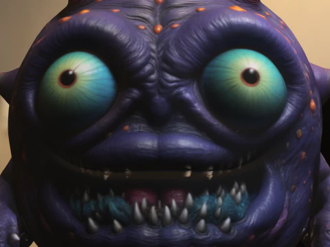 Cartoon Monster with Spikes 3D Model