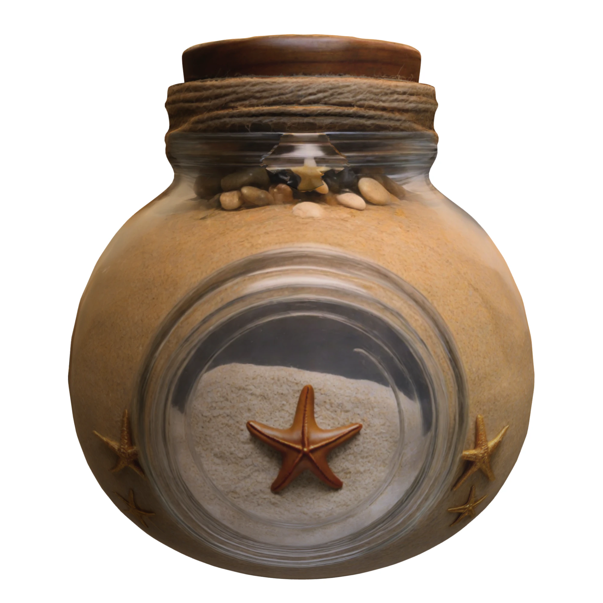 Starfish Sand Jar 3D Model .c4d .max .obj .3ds .fbx .stl .blend