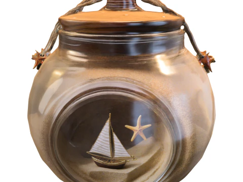 Банка с песком в виде морской звезды с веревочной ручкой 3D Модель