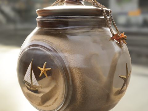 Starfish Sand Jar with Rope Handle 3D Модель
