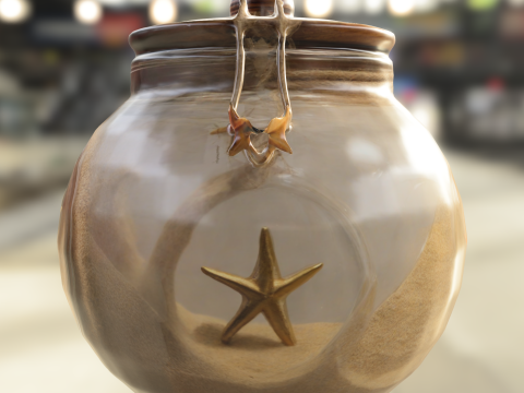 Starfish Sand Jar with Rope Handle 3D Модель