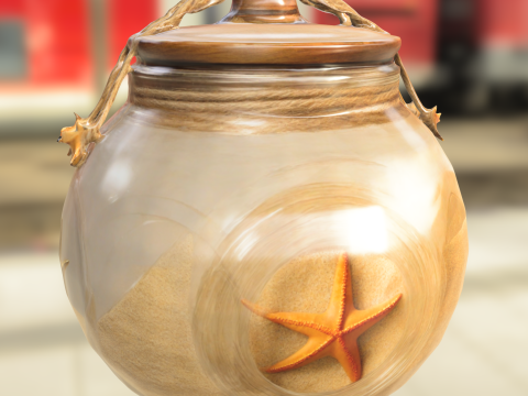 Starfish Sand Jar with Rope Handle 3D Модель