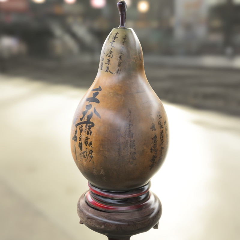 Antique Chinese Gourd Vessel with Stand 3Dモデル .c4d .max .obj .3ds .fbx .stl .blend