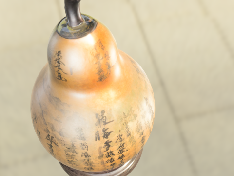 Antique Chinese Gourd Vessel with Stand 3Dモデル