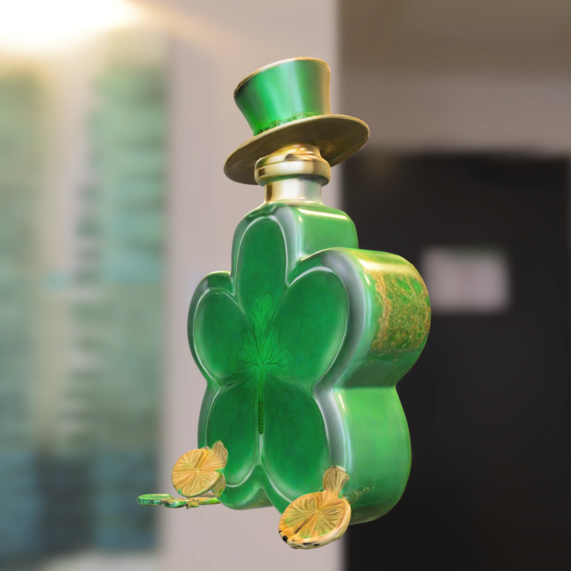 Shamrock Potion Bottle 3D Model .c4d .max .obj .3ds .fbx .stl .blend