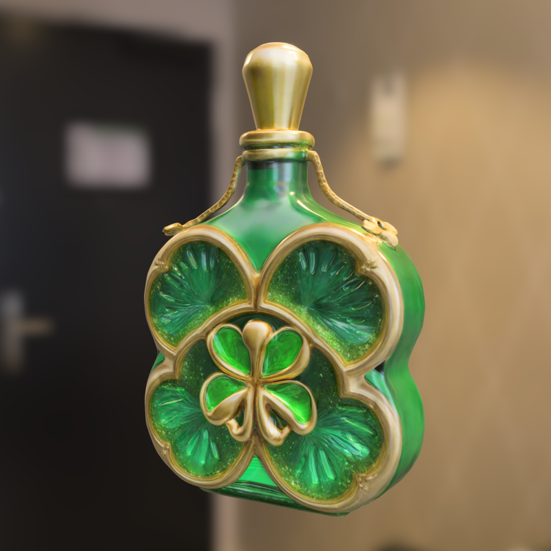 Golden Shamrock Elixir Bottle 3Dモデル .c4d .max .obj .3ds .fbx .stl .blend