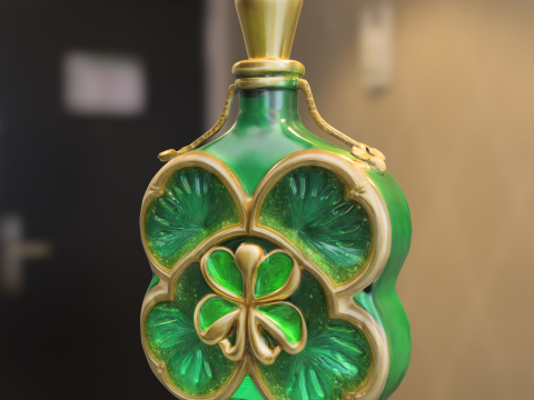 Golden Shamrock Elixir Bottle 3D Modell