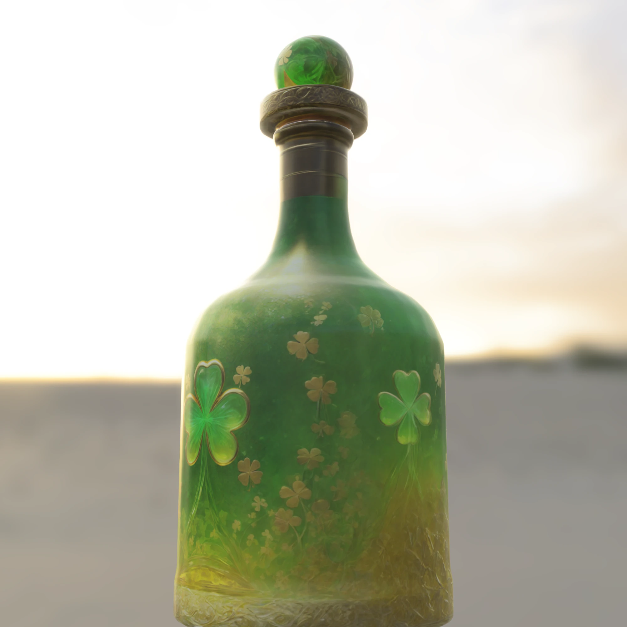 Emerald Clover Bottle 3D Model .c4d .max .obj .3ds .fbx .stl .blend 