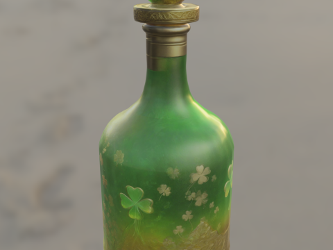 Emerald Clover Bottle Model 3D