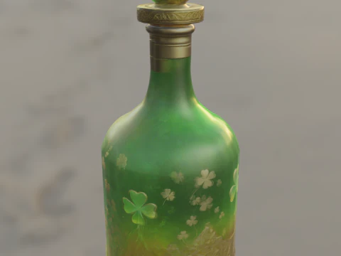 Emerald Clover Bottle 3D Model