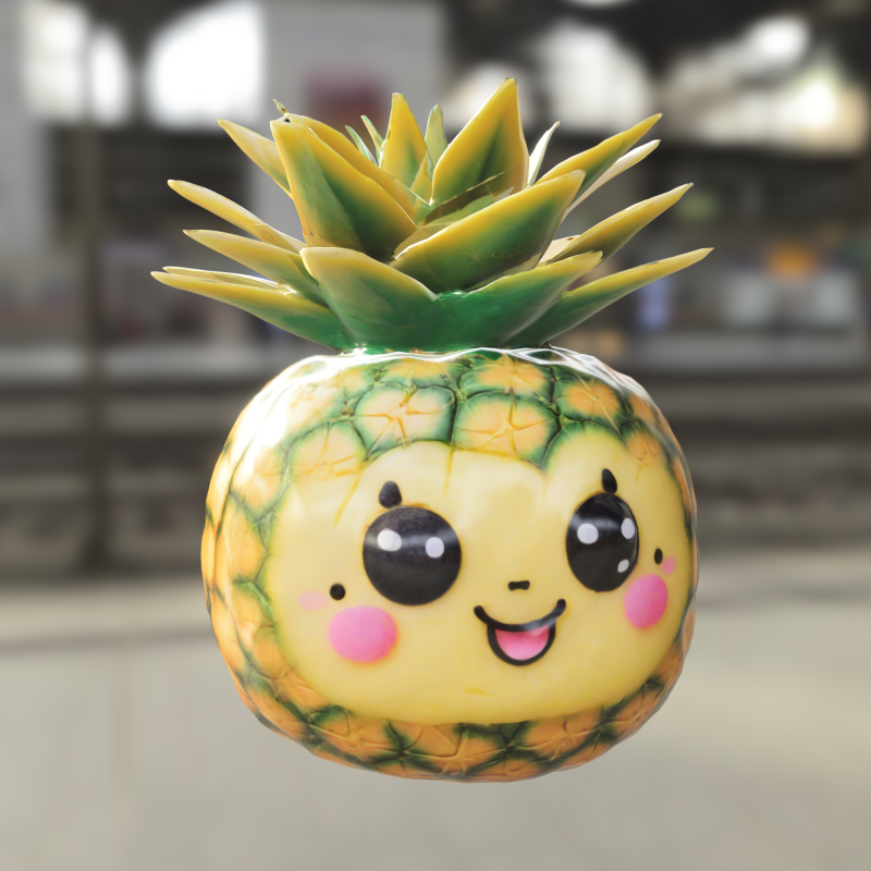 Cute Pineapple kawaii 3D Model .c4d .max .obj .3ds .fbx .stl .blend 