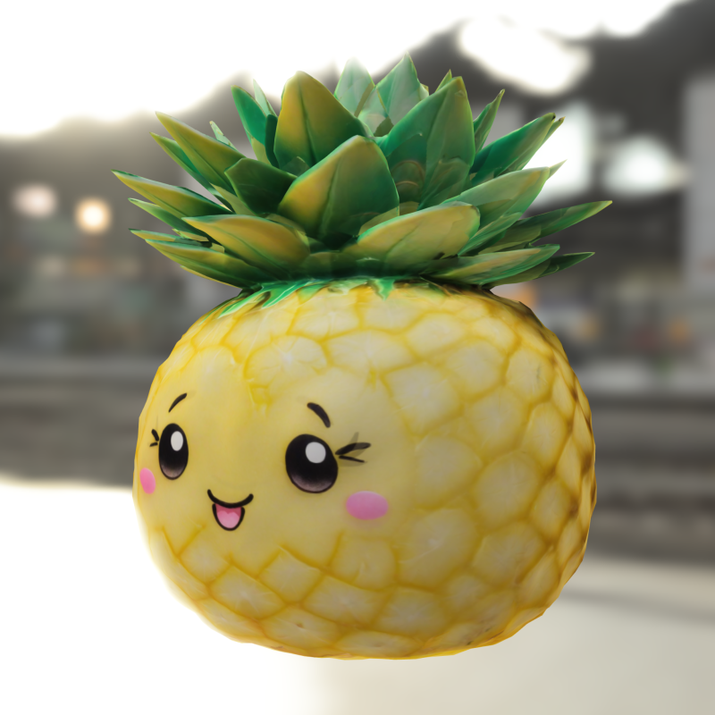 Adorable Pineapple kawaii Modelo 3D .c4d .max .obj .3ds .fbx .stl .blend