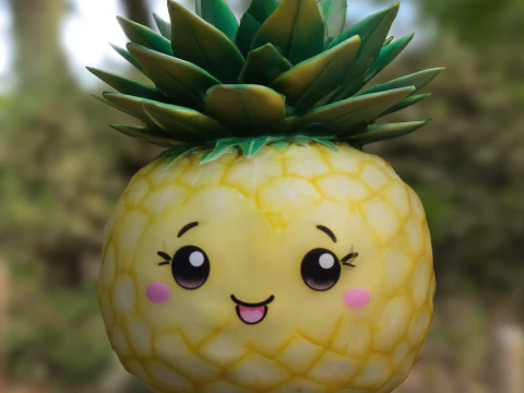 Adorable Pineapple kawaii 3D Model