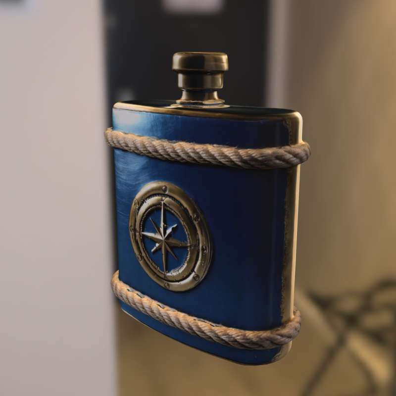 Nautical Compass Flask 3D Model .c4d .max .obj .3ds .fbx .stl .blend 