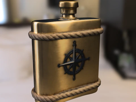 Nautical Compass Flask 3D Model