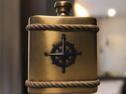 Nautical Compass Flask 3D Model
