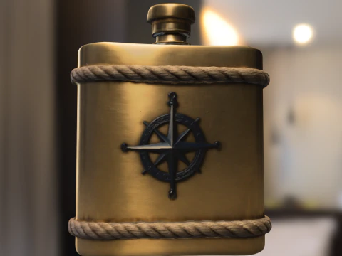 Nautical Compass Flask 3D Model