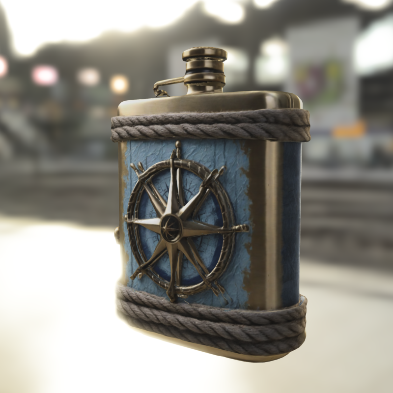 Vintage Nautical Compass Flask 3D मॉडल .c4d .max .obj .3ds .fbx .stl .blend 