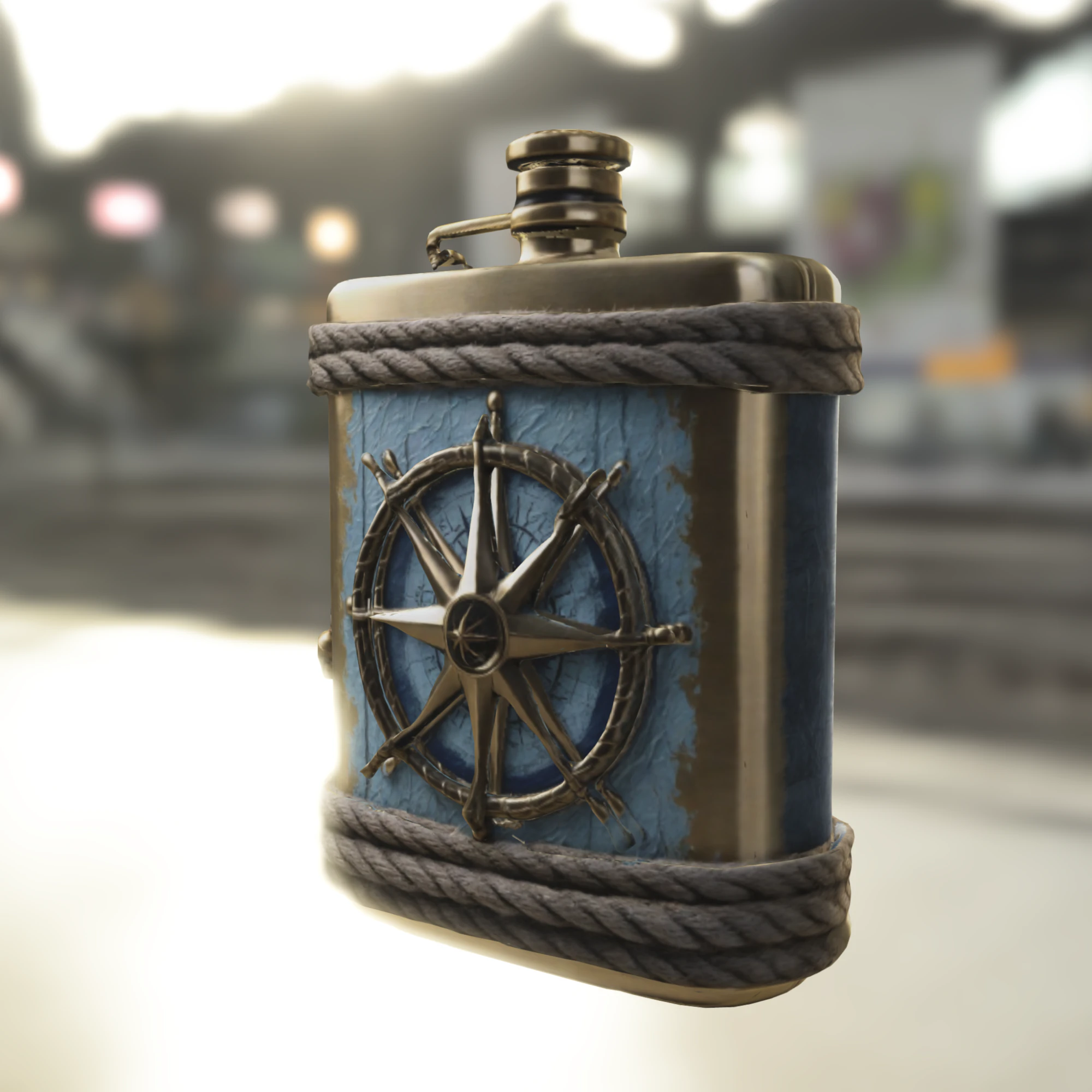 Vintage Nautical Compass Flask 3D Model .c4d .max .obj .3ds .fbx .stl .blend 