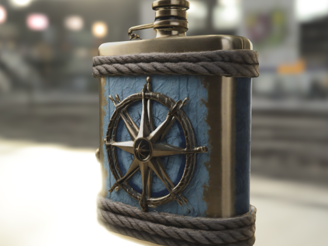 Vintage Nautical Compass Flask 3D 모델