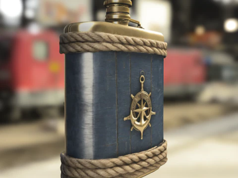 Vintage Nautical Compass Flask 3D Model