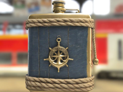 Vintage Nautical Compass Flask 3D Model