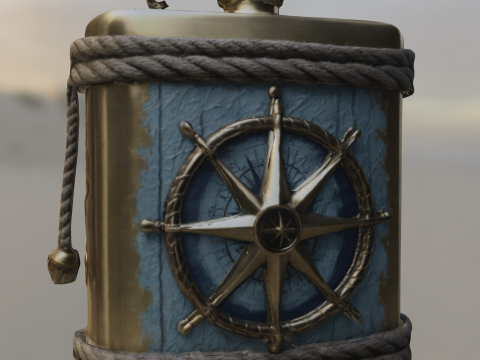 Vintage Nautical Compass Flask 3D मॉडल