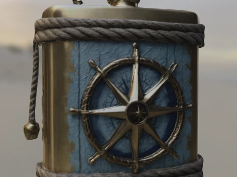 Vintage Nautical Compass Flask 3D Model