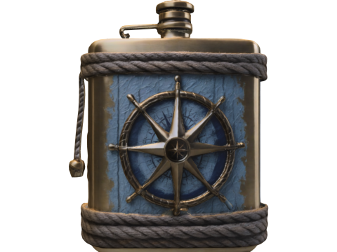 Vintage Nautical Compass Flask 3D मॉडल