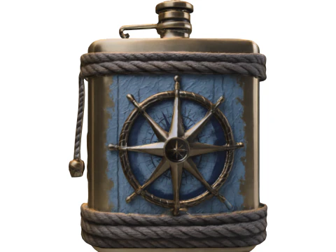 Vintage Nautical Compass Flask 3D Model