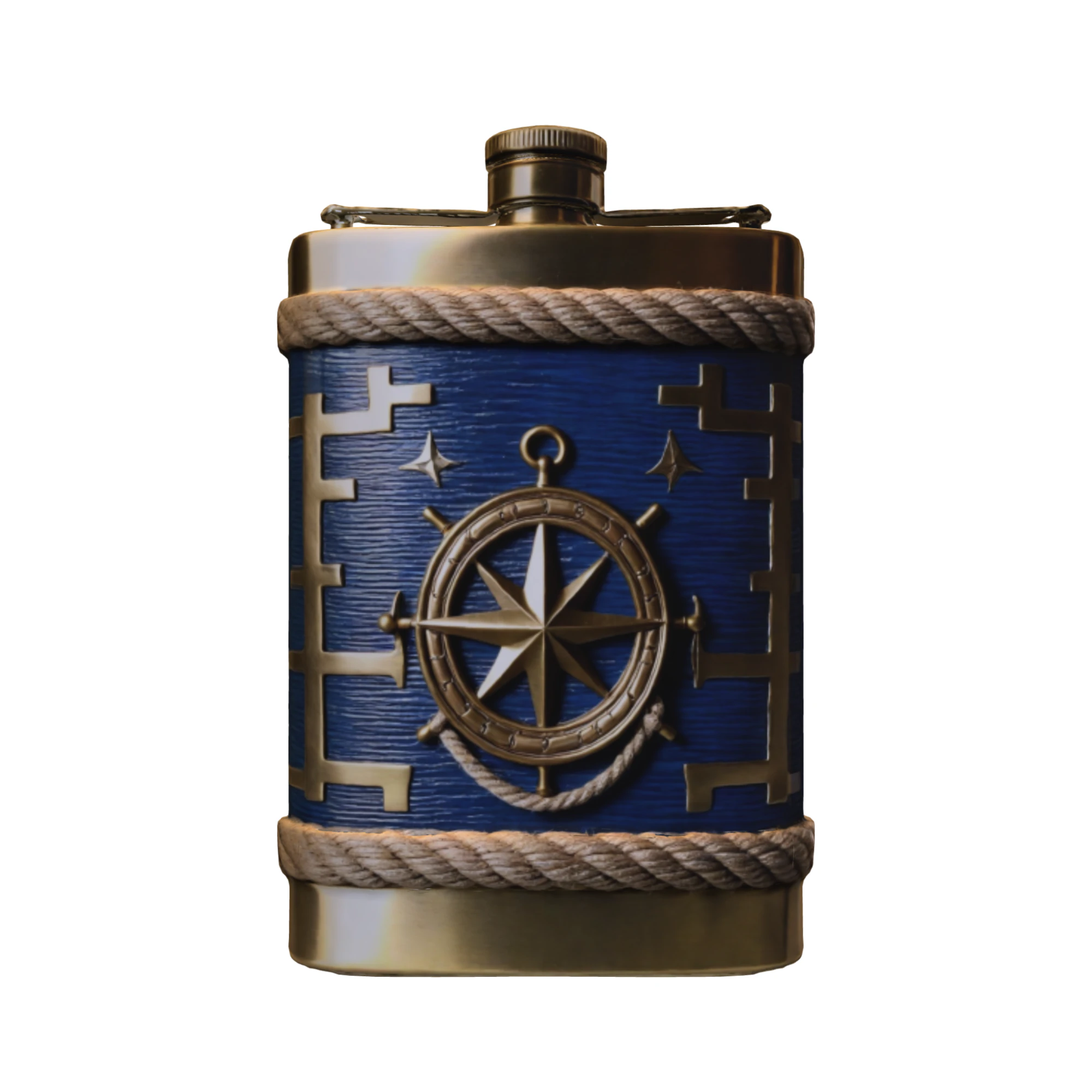 Nautical Compass Flask 3D Model .c4d .max .obj .3ds .fbx .stl .blend 