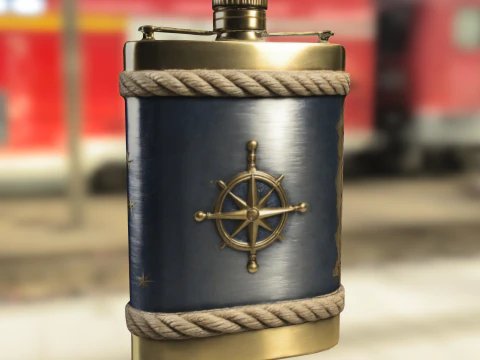 Nautical Compass Flask 3D Model