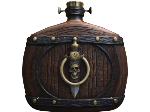 Pirate Skull Barrel Flask 3D Model