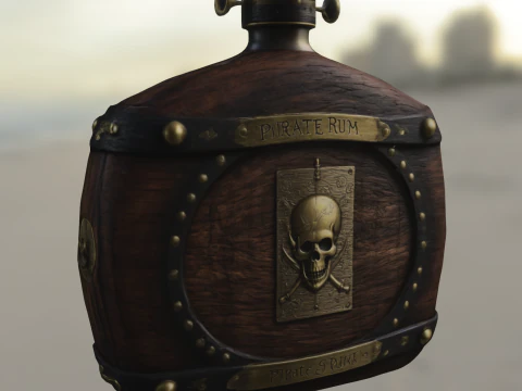 Pirate Skull Barrel Flask 3D Model