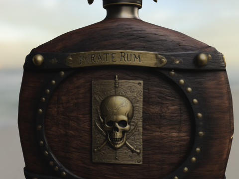 Pirate Skull Barrel Flask Modelo 3D