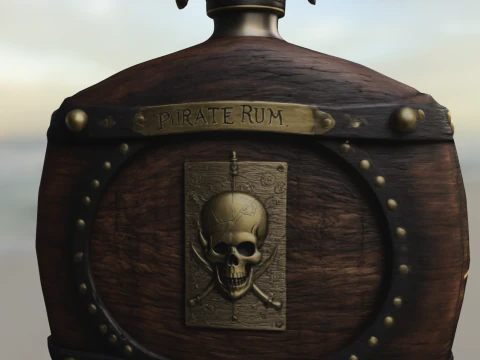 Pirate Skull Barrel Flask 3D Model