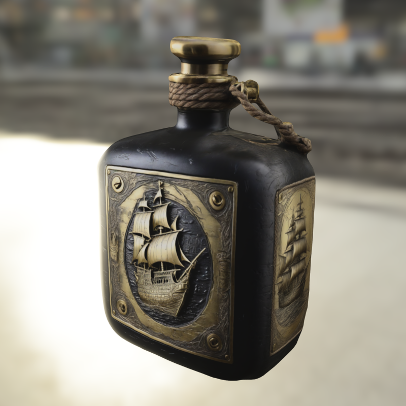 Pirate Rum Flask 3D 模型 .c4d .max .obj .3ds .fbx .stl .blend